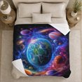 thumbnail image 5 of Cosmic Earth & Planets Nebula Art for Space Fans, Dreamy Celestial Vista Flannel Blanket, Cozy Warm Thanksgiving Gift, Vibrant Home Decor for Living Room and bedroom, 5 of 9