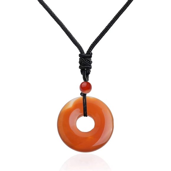 HWZWT Black Obsidian Coin Pendant Necklace Healing Chakra Crystal Amulet Lucky Pingan 25/30/40MM Gemstonetection Women (Color : 25MM Coin, Size : Carnelian)