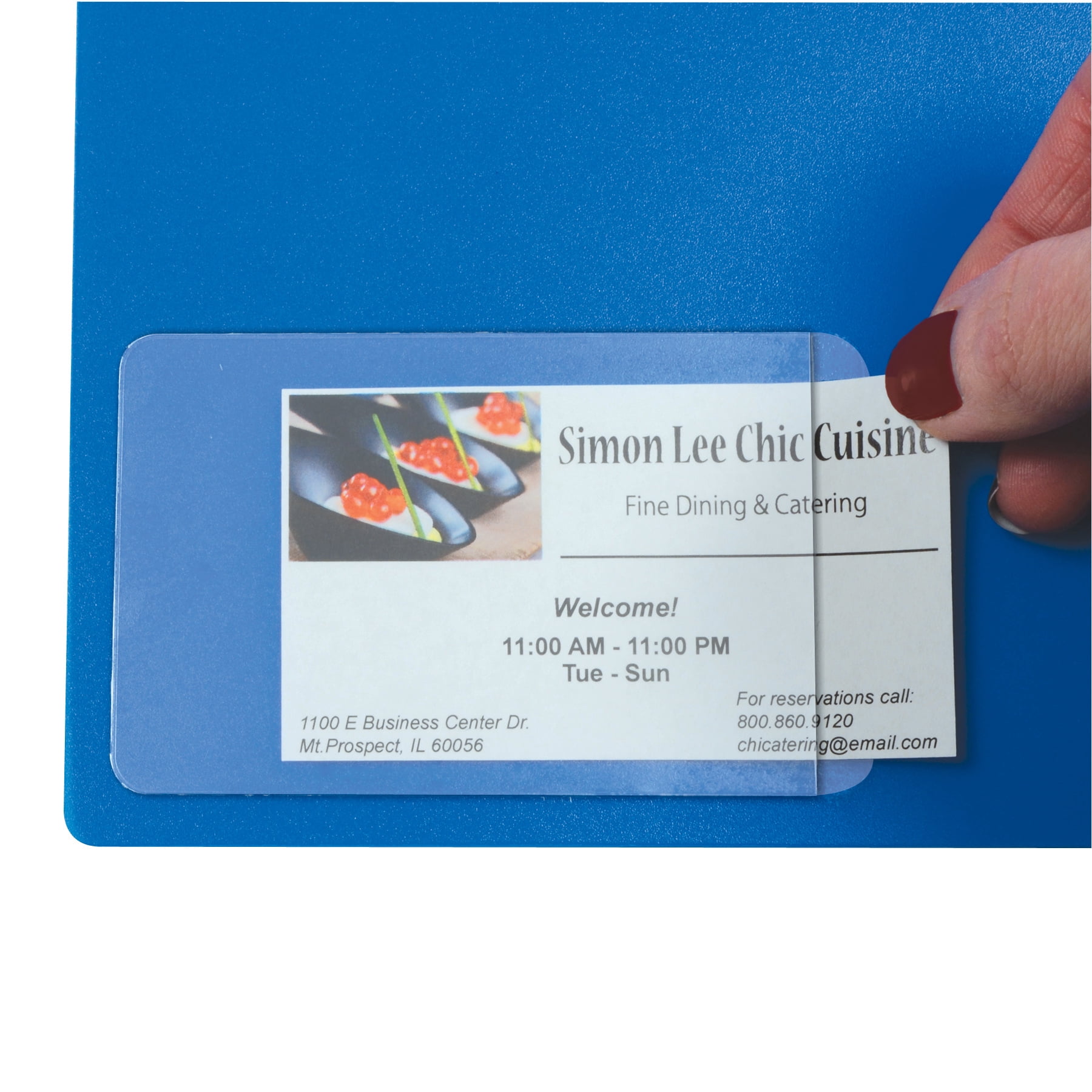 C-Line Self-Adhesive Business Card Holder, Side Load, 2" x 3-1/2", 10 Per Pack, 5 Packs