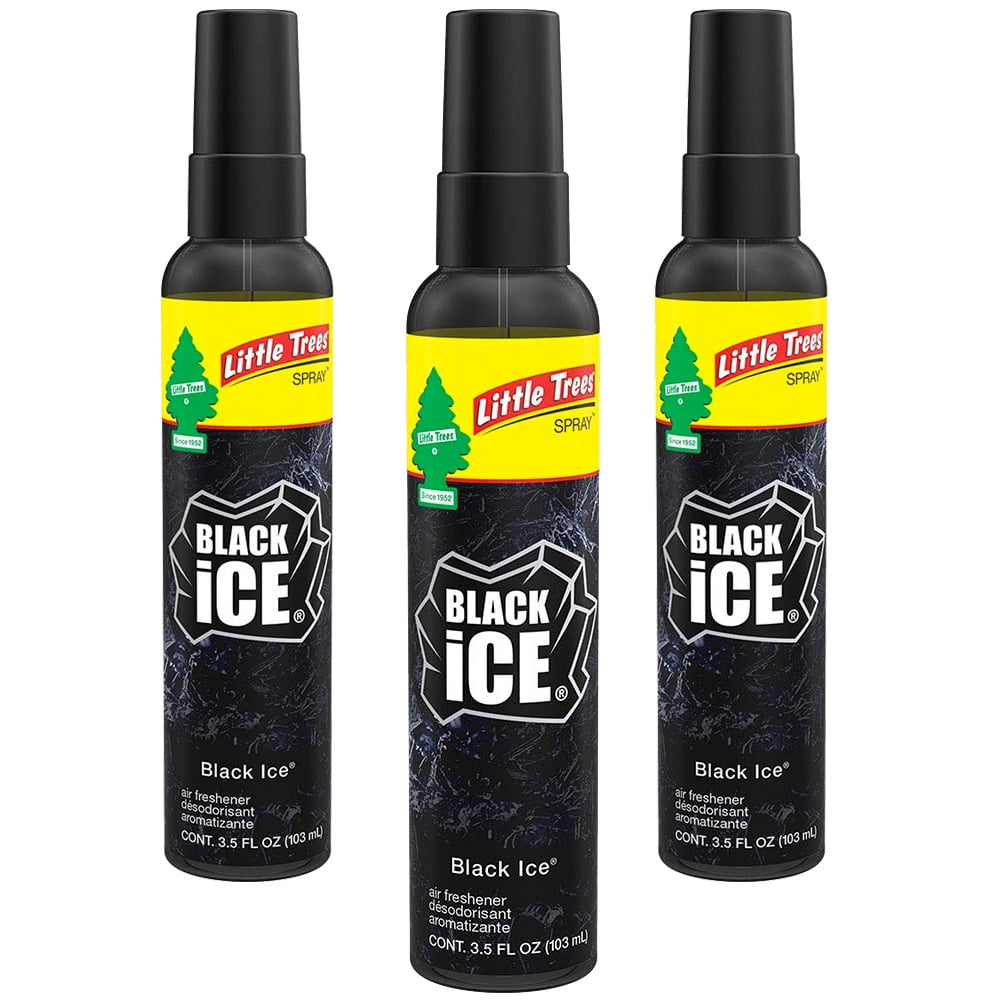 LITTLE TREES Spray Car Air Fresheners 3 Pack, Black Ice
