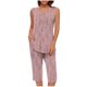 thumbnail image 1 of Conjunto de Verano para las Mujeres Impreso Casual sin Mangas Plisado Superior Y Pantalones Recortados, Cuello Redondo Conjunto de Dos Piezas, 1 of 8