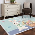 thumbnail image 3 of Area Rugs 2.7'x5', Happy Easter Carpet for Living Room Bedroom Dining Room, Cute Bunny Colorful Eggs Spring Flowers Blue Purple Throw Kitchen Rugs Non Slip Washable Rectangle Indoor Outdoor Rugs, 3 of 8