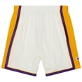 thumbnail image 3 of Men's Mitchell & Ness  Cream Los Angeles Lakers 2009-10 Hardwood Classics Team Color Swingman Shorts, 3 of 4