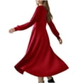 thumbnail image 6 of Arnsht Lightweight Sweater Dress Fall Dresses Midi Dress Luxury Outfits for Women Round Neck Solid Color Casual Long Sleeved Dresses Red S, 6 of 7