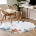 thumbnail image 5 of Eucalyptus Leaves Starfish Round Living Room Rugs 3.3 ft, Shells Summer Ocean Nautical Washable Area Rug with Non-Slip Sturdy Edge Binding Round Front Door Mat Floor Carpet for Entryway, 5 of 9