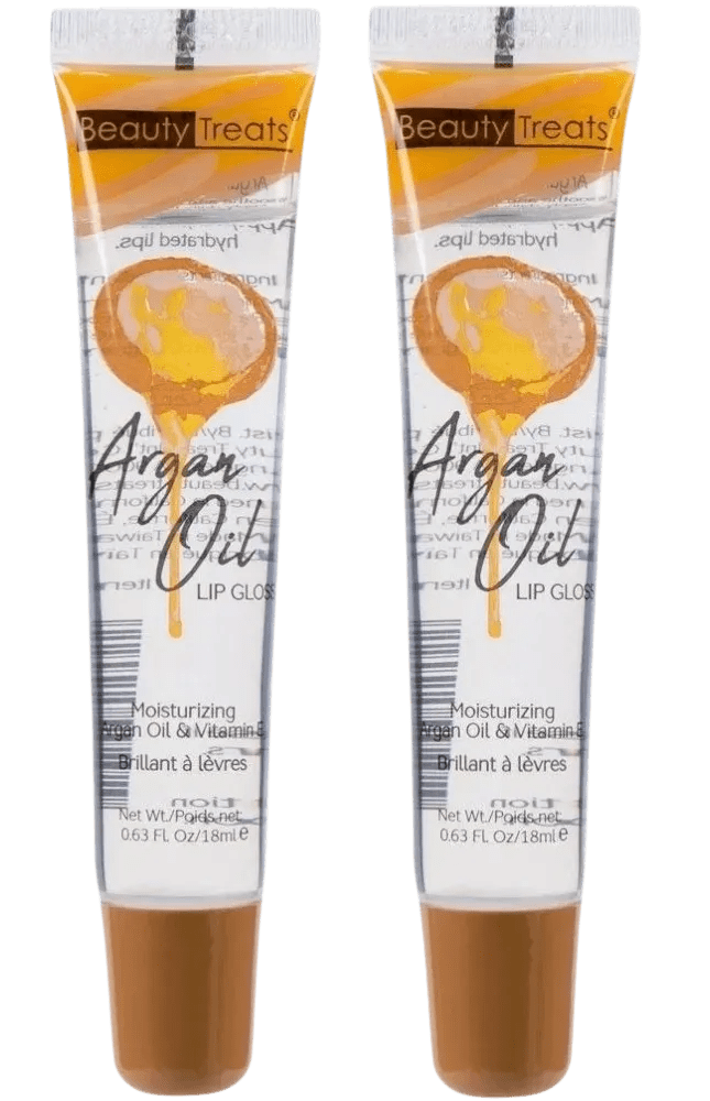 Argan Oil Lip Gloss Clear Vegan Moisturizing VitaminE Lip Gloss; 2pc