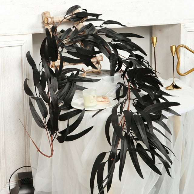Guirlande de Rotin Artificiel Halloween Action de Grâce / Vigne Décorative Feuille d'Érable / Feuillage en Plastique Réaliste de 70,8 Pouces / Bande Décorative de Festival Réutilisable Flexible Intérieur Extérieur