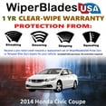 thumbnail image 2 of 2014 Honda Civic Beam Wiper Blades Wipers w/1yr Warranty (Set of 2) (WiperBladesUSA), 2 of 5
