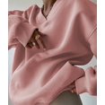 thumbnail image 5 of Women'S V Neck Oversized Sweatshirts Casual Drop Shoulder Long Sleeve Pullover Tops Pink M, 5 of 9