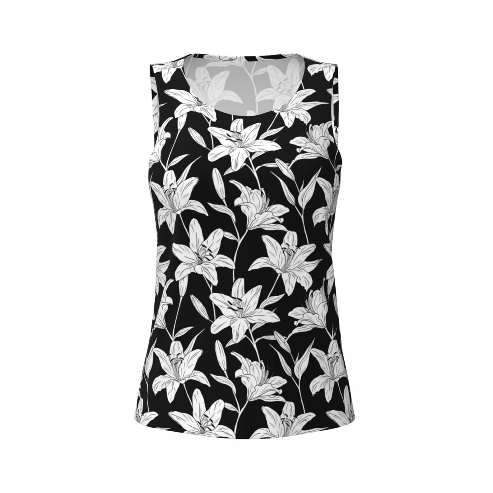 thumbnail image 4 of Fotbe Lilies Flowers Womens Loose Fit Casual Flowy Slim-Fit Tank Tops Athletic Round Neck Trendy Sleeveless Summer Tops for Gym and Yoga-Medium, 4 of 9