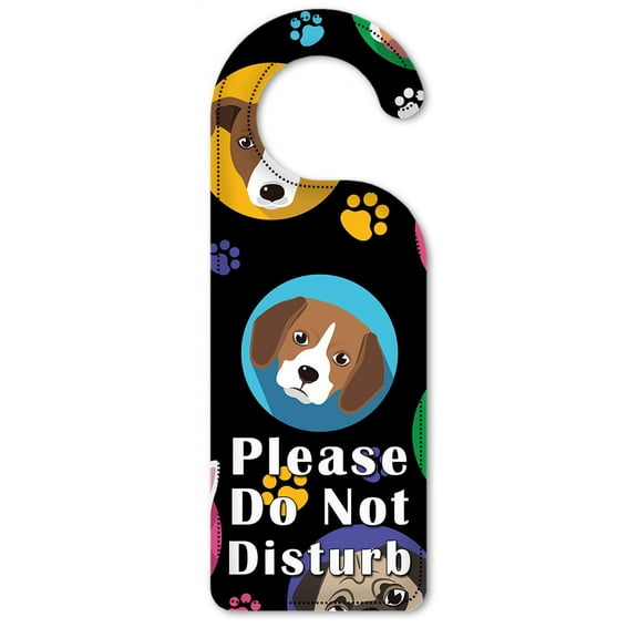 Do Not Disturb Door Knob Hanger Sign - Dog Heads
