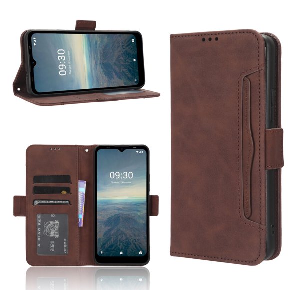 Case for Vodafone Smart T23 Cover Adjustable Detachable Card Holder Magnetic closure Leather Wallet Case-Brown