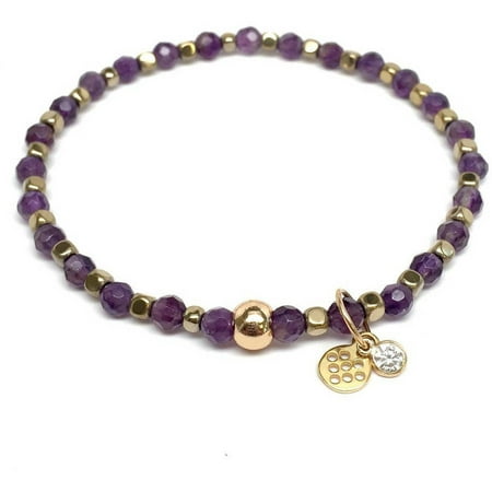Julieta Jewelry Purple Amethyst Friendship 14kt Gold over Sterling Silver Stretch Bracelet