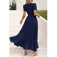 thumbnail image 3 of Vestido PRETTYGARDEN Cruzado Maxi Floral Azul Marino Talle L, 3 of 8