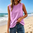 thumbnail image 7 of WRFWUL Womens Cotton Linen Tank Tops Crewneck Sleeveless Double Pocket Blouses Casual Loose Fit Summer Beach Vacation Shirts, 7 of 7