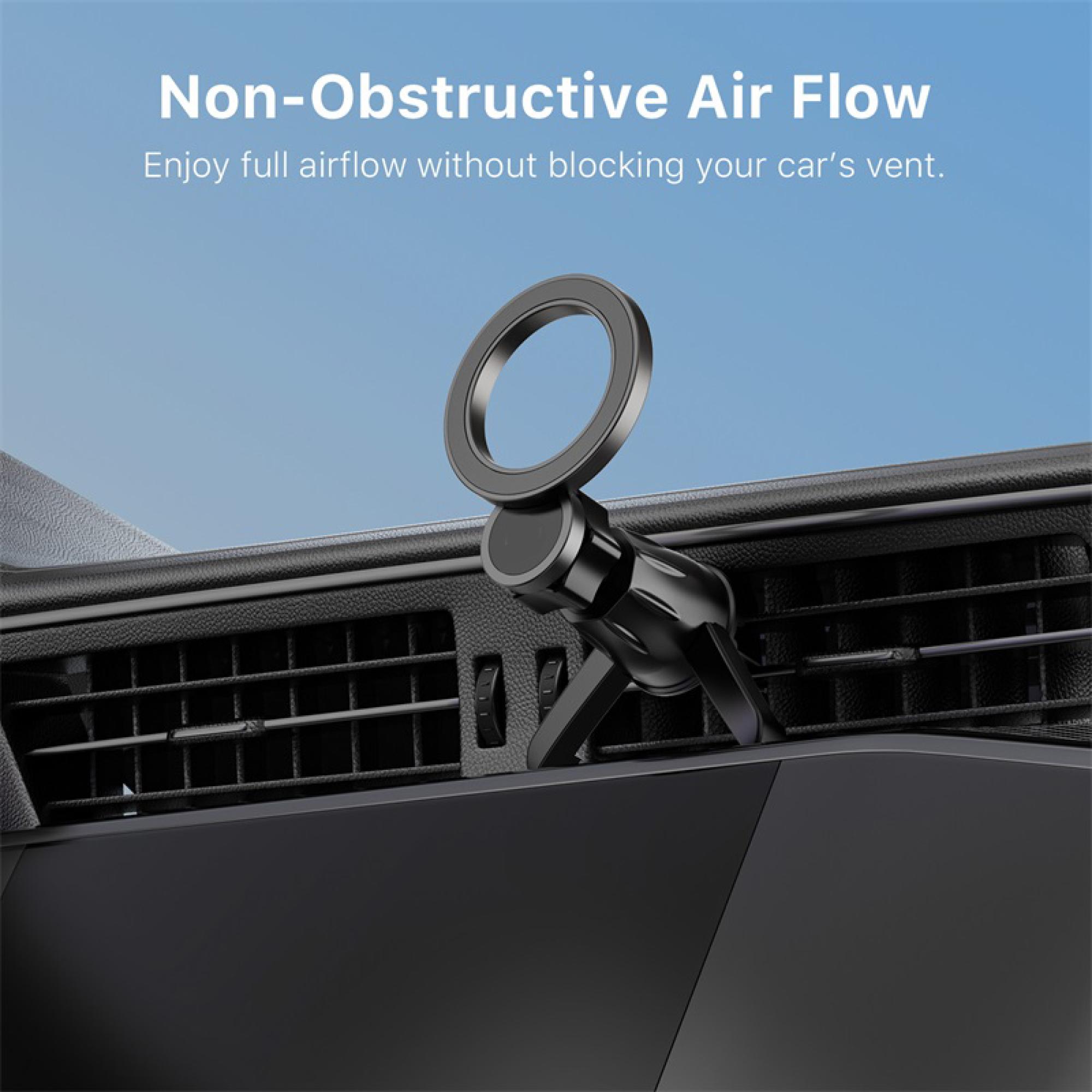 Car Vent Mount – Universal Magnetic Phone Holder with 360° Adjustable Rotation, Black