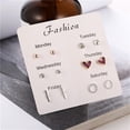 thumbnail image 5 of Grandest Birch 6 Pairs Women Snowflake Heart Star Leaf Faux Gem Ear Stud Earrings Jewelry Gift Alloy, Faux Gem Clear, 5 of 8
