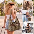 thumbnail image 5 of Gocvo Multi-Pocket Hobo Bags for Women, Corduroy Tote Bag for Casual Outings Work Shopping(Leopard), 5 of 9