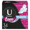 U by Kotex Ultra Thin Teen Pads with Wings, 34 Count