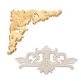 thumbnail image 2 of 2 Pcs Unpainted Wood Oak Carved Corner Onlay Applique Furniture Home Decor Woodcarving Decal ,12.5X12.5Cm & 22X10 Cm, 2 of 9