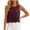Wine, variant on WRKEKC Casual Tank Tops for Women Solid Color Crew Neck Sleeveless Top with Hollow Out Hem and Loose Fit Summer Style