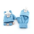 thumbnail image 3 of 1 Pair Fashion Winter Warm Cartoon Knitted Fingerless Gloves Half Finger Cute Rabbit Fashion Color Matching Gloves RED, 3 of 8