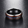 thumbnail image 4 of Opolski Fashion Unisex Wooden Abalone Shell Titanium Steel Ring Wedding Party Jewelry, 4 of 8