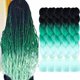thumbnail image 1 of Aidusa Color Trenzado Cabello 5 Piezas Trenzas Sintéticas Extensiones de Cabello 24 Pulgadas Tres Tonos Trenzas para Caja Trenzas Senegal Twist Crochet Trenzas 100 g (#47 Negro a Verde), 1 of 4