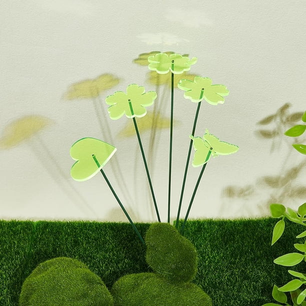 20 unidades de estacas decorativas para jardín en 5 estilos: flores, corazones, mariposas, color chartreuse. Estacas decorativas de 25 cm de alto para plantas y flores.