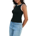 thumbnail image 4 of Camisetas casuales sin mangas de verano para mujer ATHLECHIC, con cuello redondo y bloques de color en negro, rosa y blanco, talla XL, 4 of 5