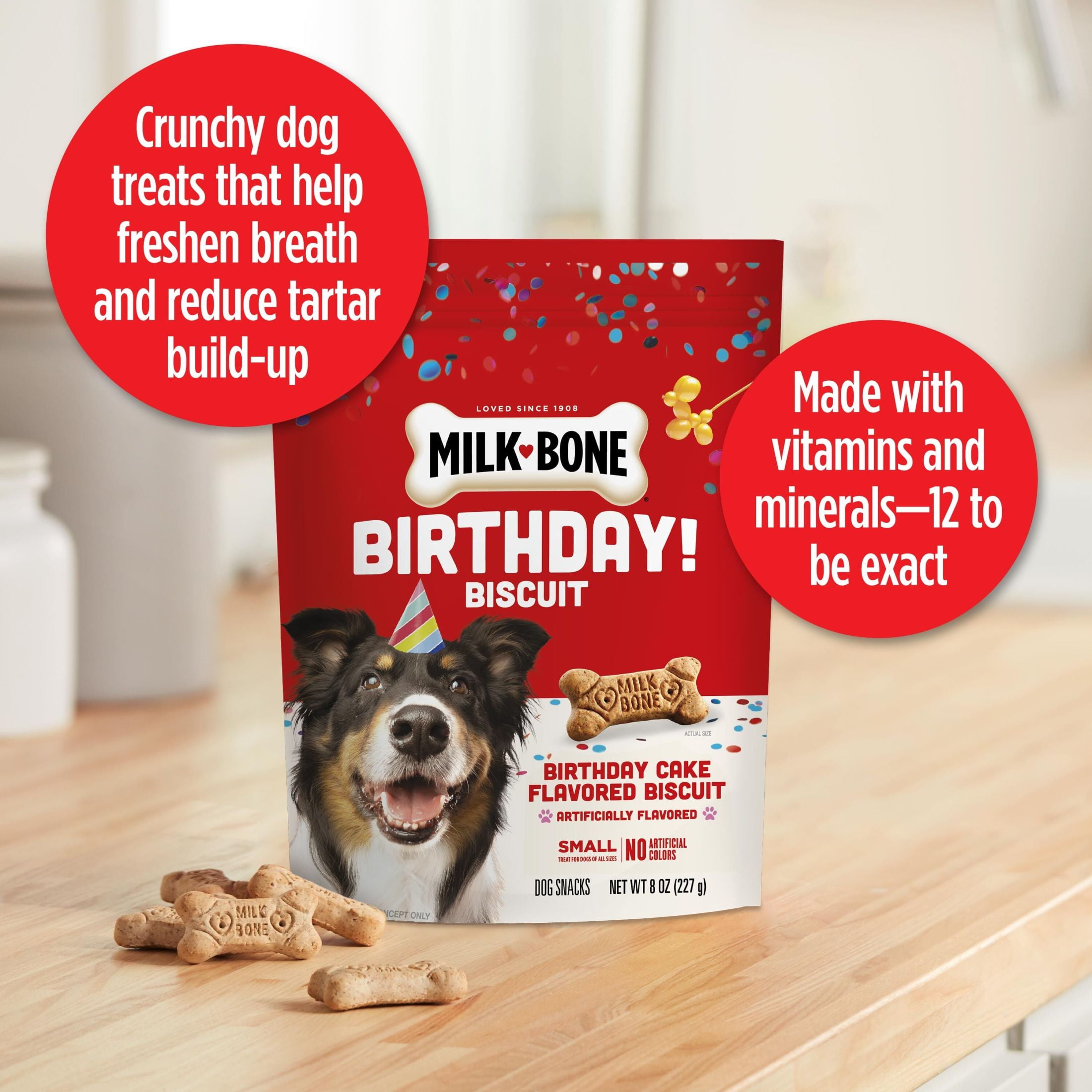 (2 pack) Milk Bone CELEBRATE Birthday Cake Artificially Flavored Biscuits, Small Dog Treats, 8 oz Bag