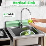 Trendix Single Bowl Utility Sink, Stainless Steel Sink with Cold and Hot Water Pipe for Laundry Room Bathroom Farmhouse, 23.62L, 23.62W, 37.4H