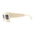 thumbnail image 2 of Womens Razor Blade Geometric Thick Horn Rim Temple Rectangle Sunglasses Ivory Black, 2 of 4