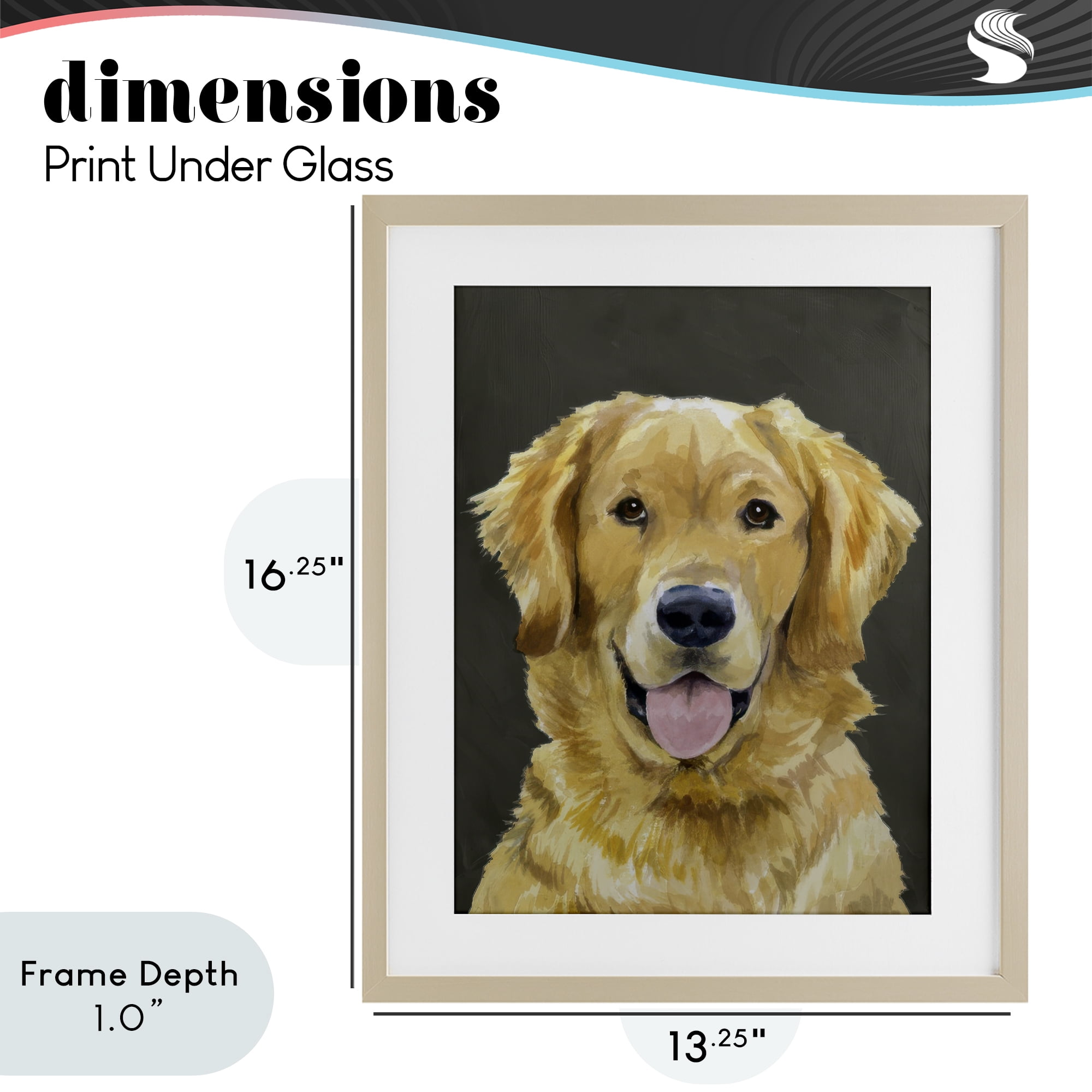 Stupell Industries Joyful Golden Retriever Portrait Birch Framed Print Under Glass, design by Lil' Rue