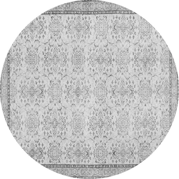 Ahgly Company Indoor Round Abstract Gray Contemporary Area Rugs, 7' Round