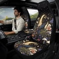 thumbnail image 2 of Xoenoiee Raven Crow Butterfly Flower Moon Star Print 5 Pcs Car Seat Full Set PU Leather Car Accessories for Women 2 PCS Front Rear Seat Covers 2 Pcs Auto Seat Belt Cover 1 Pc Car Armrest Cover Pad, 2 of 7