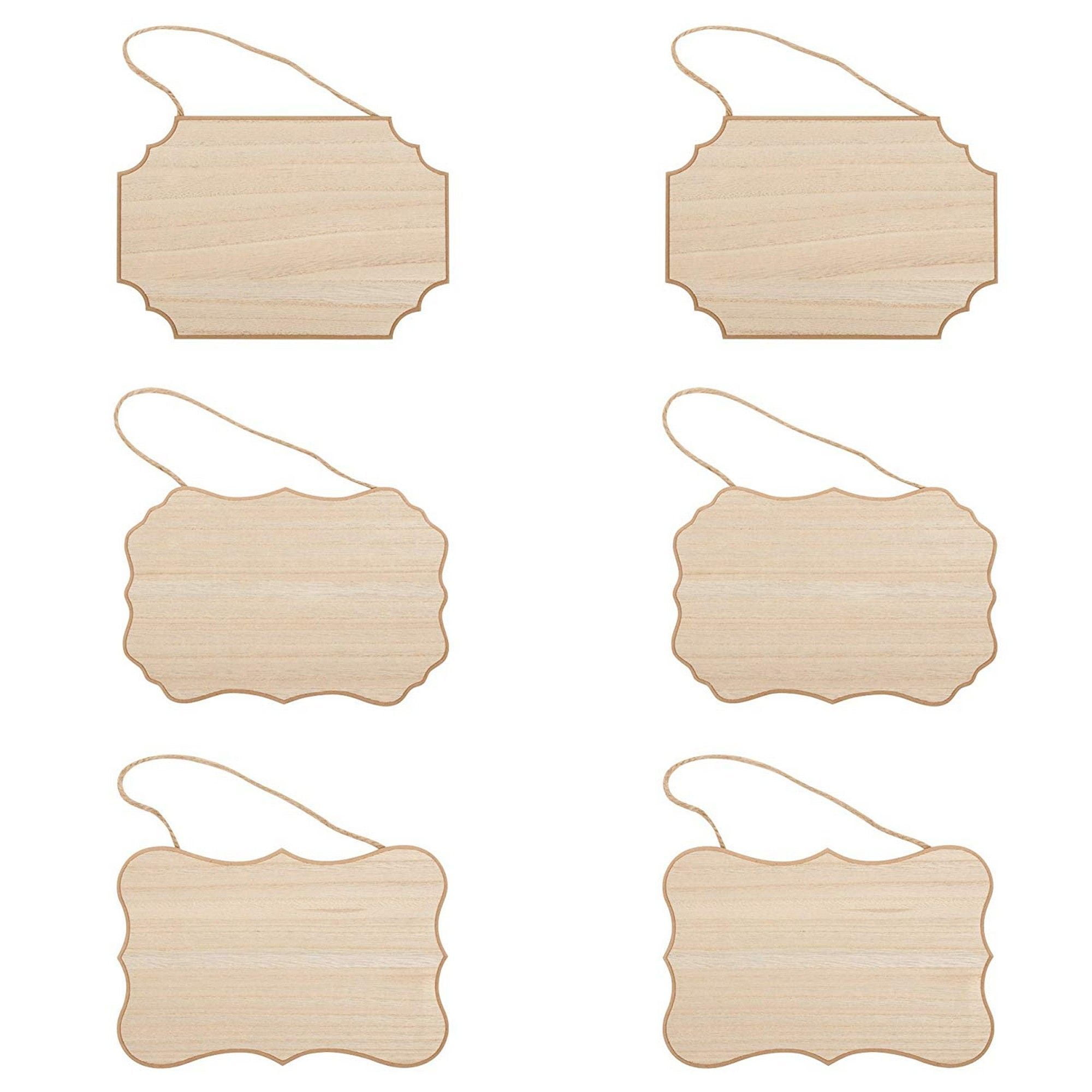 Unfinished Wood Plaque 6 Pack Hanging MDF Wooden Plaque With Jute