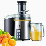 Hilax Centrifugal Juicer Machine,1100W Juicer Maker with Wide Mouth 3 Feed Chute and LCD Monitor ,5-Speed Juice Processor for Fruit and Vegetable,Easy to Clean with Brush,BPA-Free,Black