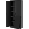 thumbnail image 1 of Armoire de Rangement en Métal de 71 Pouces, avec 4 Tablettes Ajustables et 2 Portes, Rangement de Garage Robuste avec Poignée Encastrée pour la Maison, le Bureau, l'Entrepôt, le Garage, Noir, 1 of 7