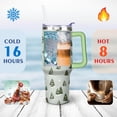 thumbnail image 4 of Light Green Winter Pine Trees 40 Oz Tumbler with Handle Lid and Straw Stainless Steel Double Walled Vacuum Insulated Cup Merry Christmas Gifts Tumbler for Women Men Friends Outdoor Indoor, 4 of 6