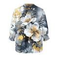 thumbnail image 5 of yoeyez Boho Buttons Down Shirts for Women Summer Floral Hawaiian Shirts With Smocked Cuffs Henley V Neck Relaxed Comfy Office Work Blouses Khaki,S, 5 of 6