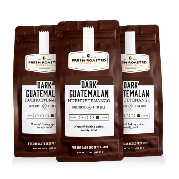 (3 Pack) Fresh Roasted Coffee Guatemalan Ground Coffee, Dark Roast, 12