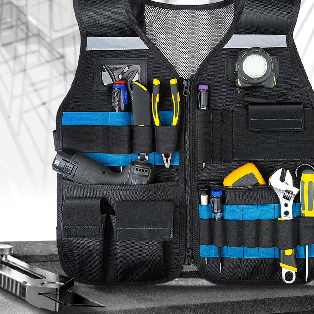 JZROCKER High Visibility Tool Vest with Adjustable Size, Comfortable Workwear Breathable Oxford Fabric for Maintenance Personnel