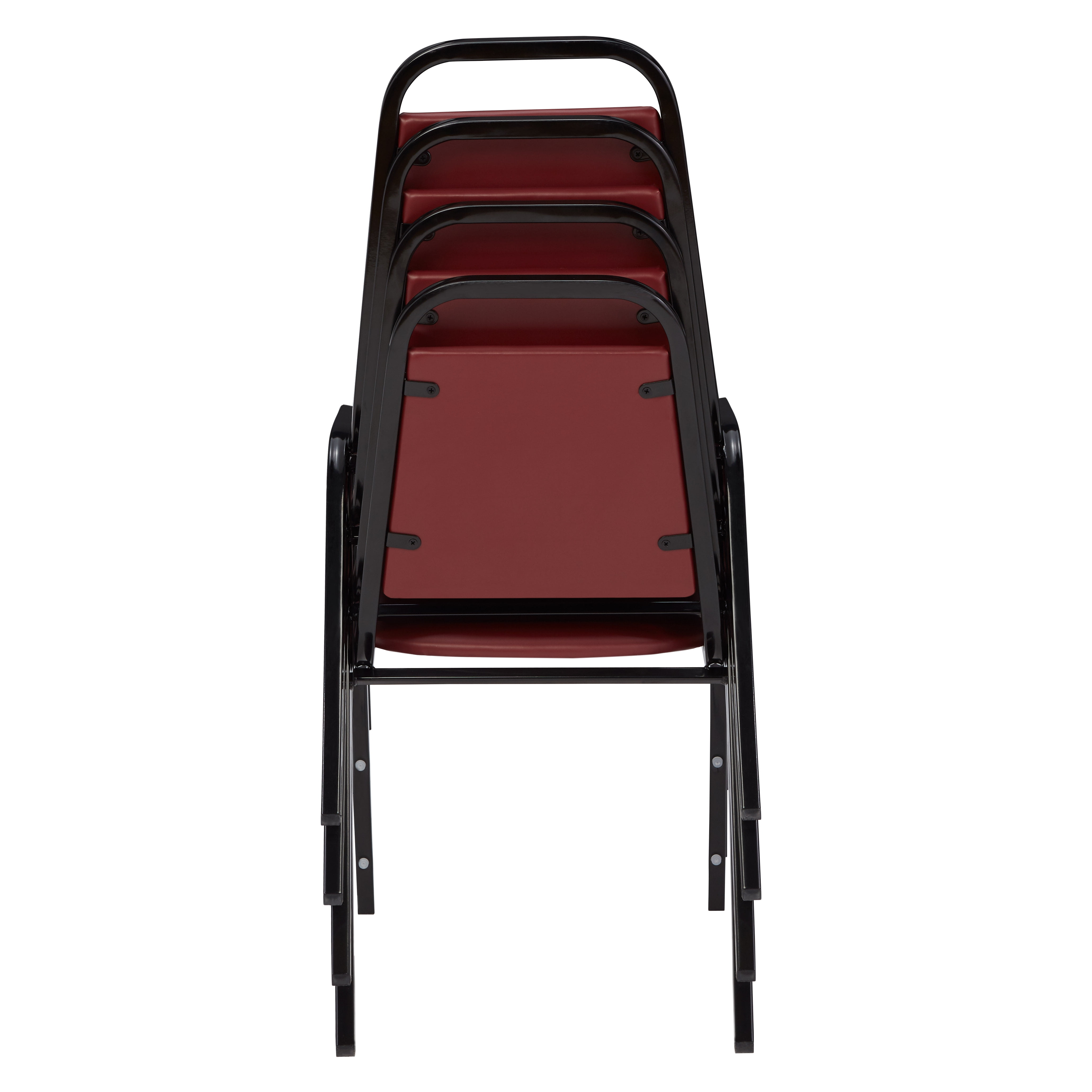 (4 Pack) NPS® 9100 Series Choice Vinyl Upholstered Padded Stack Chair, Pleasant Burgundy