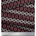 thumbnail image 2 of Soimoi Black polyester Crepe Fabric Filigree Damask Print Fabric by the Yard 52 Inch Wide, 2 of 3