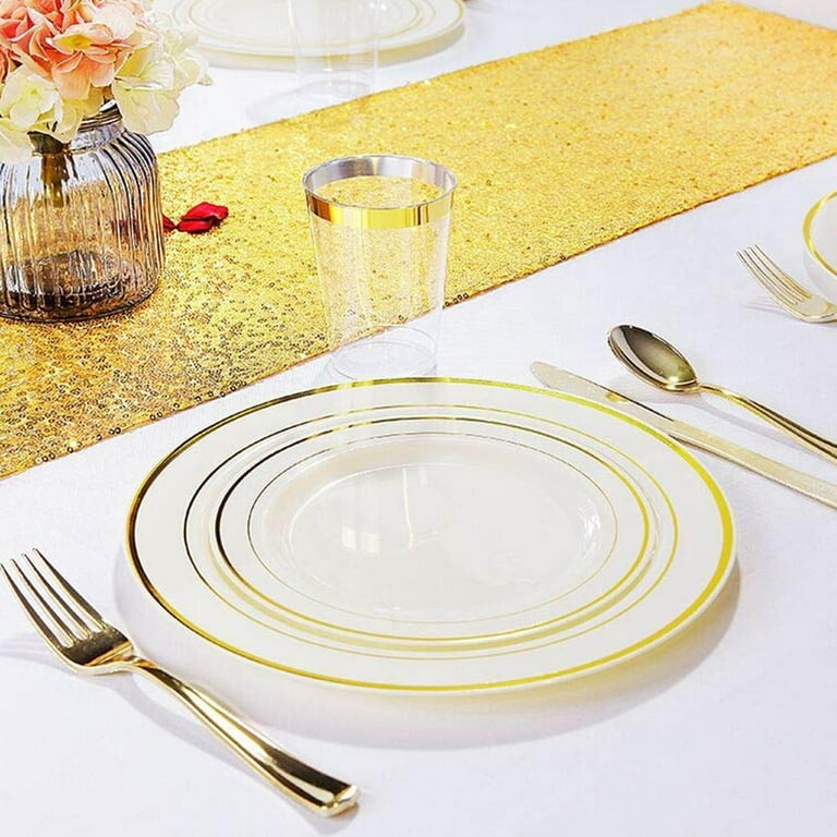 Ivory and clearance gold plastic plates