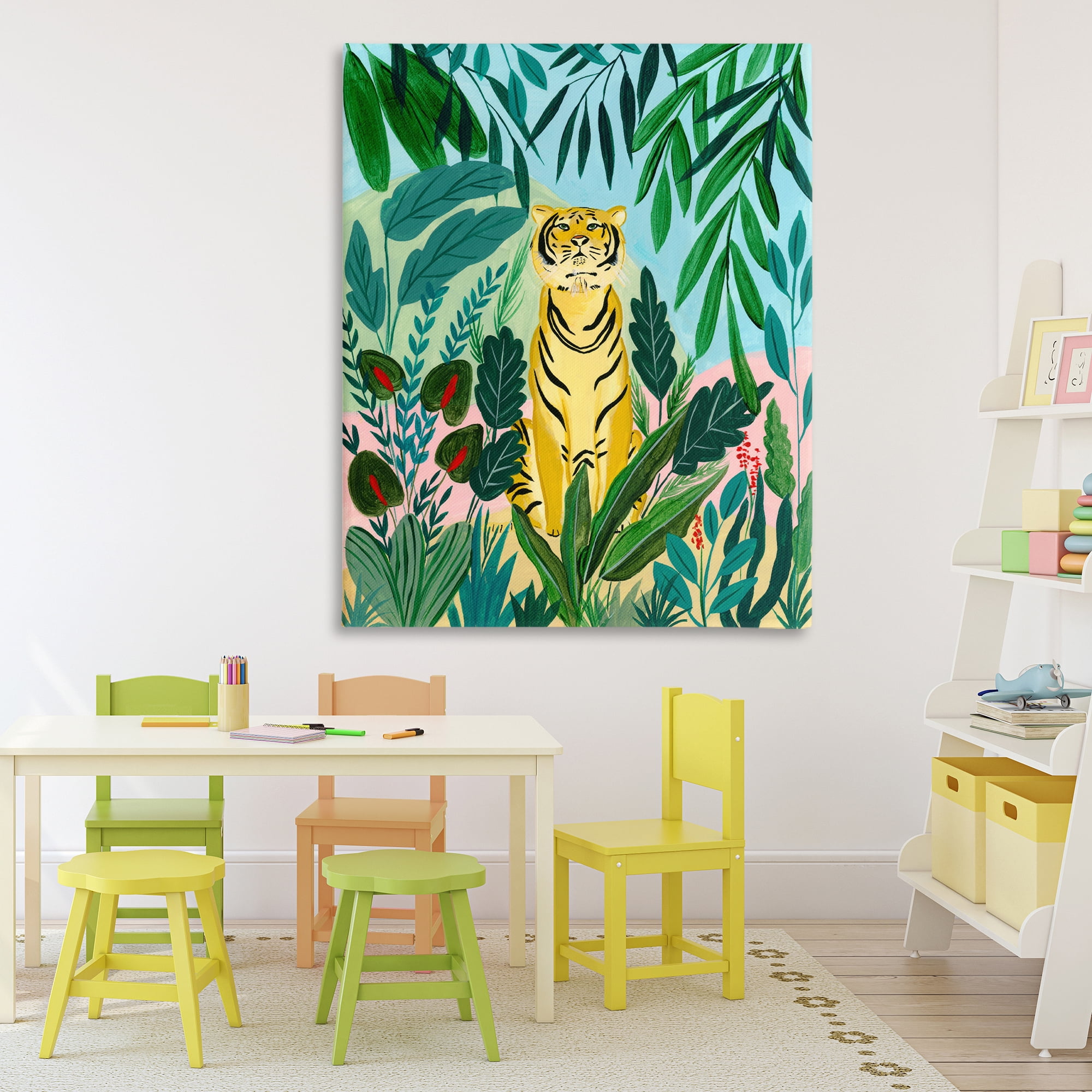 Stoic Tiger Tropical Forest Canvas Wall Art, design by Nabeela Rumi