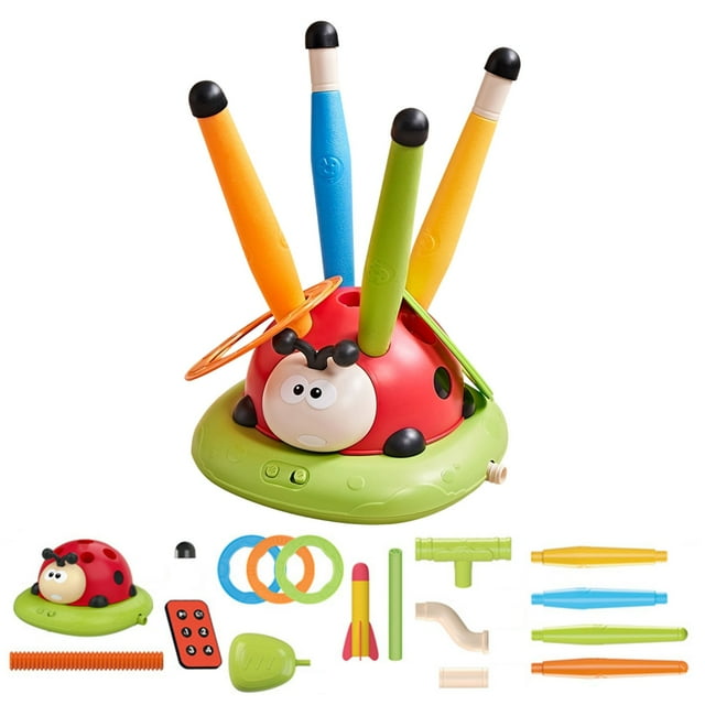 2-In-1 Ring Toss & Rocket Launcher Toy with Remote Control, Active Outdoor Game for Family Fun, Party Entertainment, And Motor Skill Development