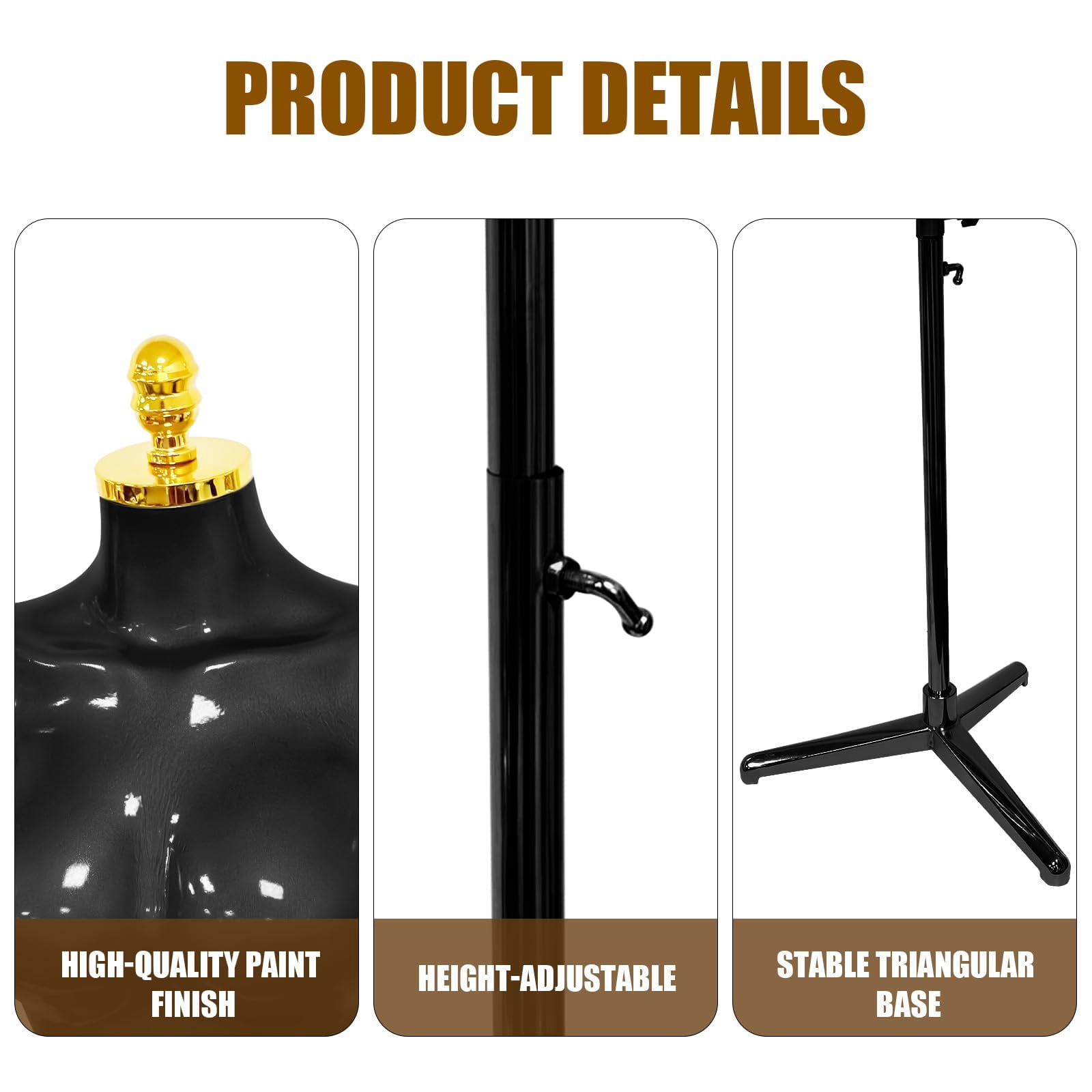 Female Mannequin Torso,Dress Form Manikin with Metal Stand Base, Suitable for Clothing and Jewelry Display (Black)