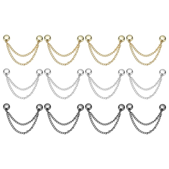 Uxcell Magnetic Clothing Clips, Strong Metal Uxcell Magnetic Buttons Shirt Tie Scarf Pant Waist Tightener Clips Decorative Accessories Pins for Clothing, Gold, Silver,Black